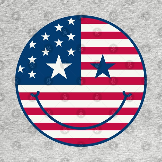 American Flag Retro Cute Smiley Face by PUFFYP